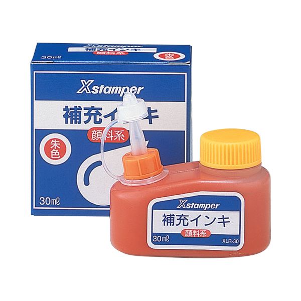 (まとめ) シヤチハタ Xスタンパー 補充インキ 顔料系全般用 30ml 朱色 XLR-30 1個  【×10セット】