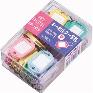 (まとめ) ソニック キーホルダー名札 小 両面表示 5色 GP-663 1ケース（30個：各色6個）  【×10セット】