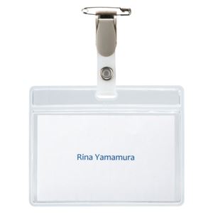 (まとめ) TANOSEE タッグ名札 チャック無 安全ピン・クリップ両用型 1パック（10個）  【×10セット】