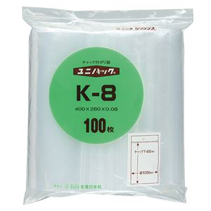 (まとめ) セイニチ ユニパック チャック付ポリエチレン ヨコ280×タテ400×厚み0.08mm K-8 1パック（100枚）  【×10セット】