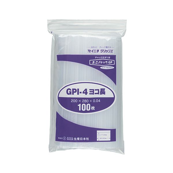 (まとめ) セイニチ ユニパックGP ヨコ長タイプヨコ280×タテ200×厚み0.04mm GPI-4ヨコナガ 1パック（100枚）  【×10セット】