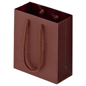 (まとめ) TANOSEE マットコート手提げ袋 ミニ ヨコ150×タテ170×マチ幅70mm ブラウン 1パック（10枚）  【×10セット】