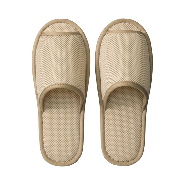 (まとめ) TANOSEE ウォッシャブル メッシュスリッパ ベージュ 1足  【×10セット】