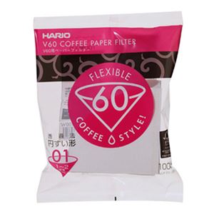 (まとめ) ハリオグラスV60用ペーパーフィルター酸素漂白01 1~2杯用 VCF-01-100W 1パック(100枚) 【×30セット】 - 拡大画像