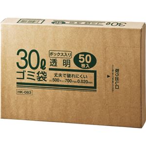 (まとめ) クラフトマン 業務用透明 メタロセン配合厚手ゴミ袋 30L BOXタイプ HK-83 1箱(50枚)  【×30セット】