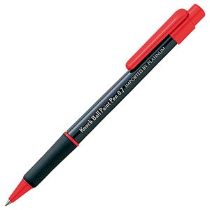 (まとめ) TANOSEE ノック式油性ボールペン 0.7mm 赤 業務用パック 1箱（10本）  【×30セット】