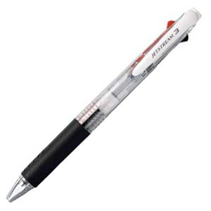 (まとめ) 三菱鉛筆 3色ボールペン ジェットストリーム 0.7mm （軸色 透明） SXE340007.T 1本  【×30セット】