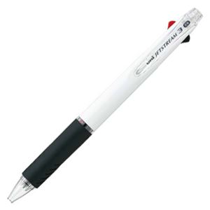 (まとめ) 三菱鉛筆 3色ボールペン ジェットストリーム 0.5mm （軸色 白） SXE340005.1 1本  【×30セット】
