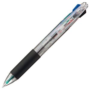 (まとめ) TANOSEE 油性4色ボールペン 0.7mm （軸色 クリア） バネクリップ仕様 1本  【×30セット】