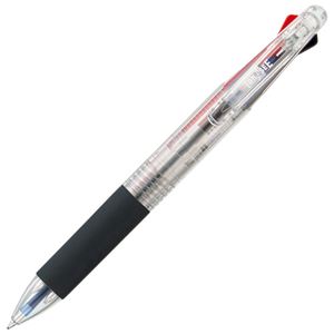(まとめ) TANOSEE 油性3色ボールペン 0.7mm （軸色 クリア） 1本  【×30セット】