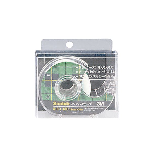 (まとめ) 3M スコッチ メンディングテープ 810 小巻 18mm×30m ディスペンサー付 クリアケース入 810-1-18D 1個  【×30セット】