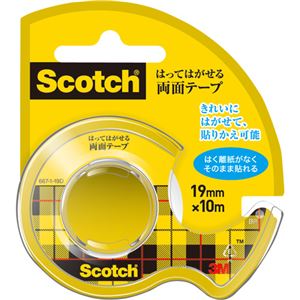 (まとめ) 3M スコッチ はってはがせる両面テープ 19mm×10m ディスペンサー付 667-1-19D 1巻  【×30セット】