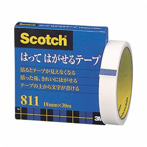 (まとめ) 3M スコッチ はってはがせるテープ 811 大巻 18mm×30m 紙箱入 カット金具付 811-3-18 1巻  【×30セット】