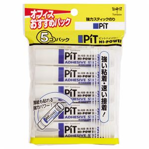 (まとめ) トンボ鉛筆 スティックのり ピットハイパワー S 約10g HCA-511 1パック（5本）  【×30セット】