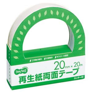 (まとめ) TANOSEE 再生紙両面テープ カッター付 20mm×20m 1巻  【×30セット】
