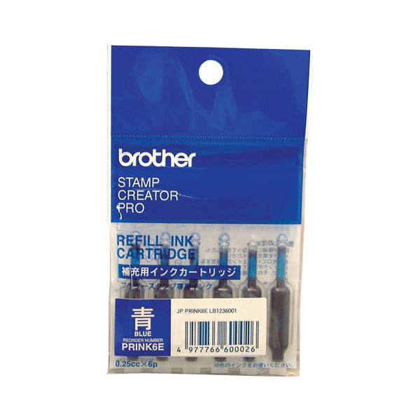 (まとめ) ブラザー BROTHER 使いきりタイプ補充インク 青 PRINK6E 1パック（6本）  【×30セット】