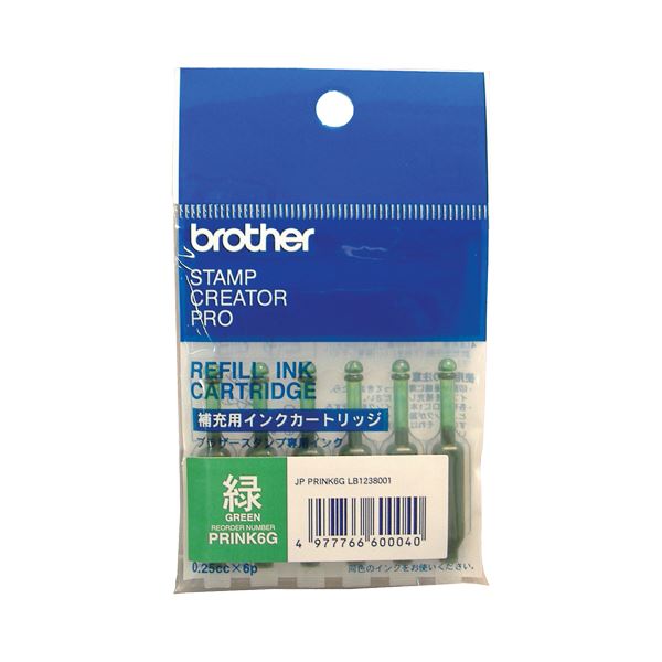 (まとめ) ブラザー BROTHER 使いきりタイプ補充インク 緑 PRINK6G 1パック（6本）  【×30セット】