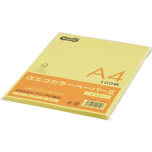 (まとめ) TANOSEE αエコカラーペーパーII A4 イエロー 少枚数パック 1冊（100枚）  【×30セット】
