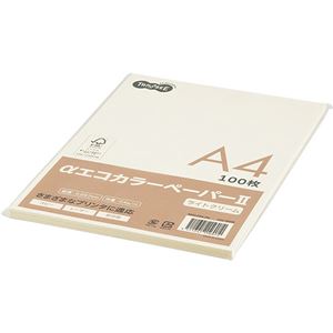 (まとめ) TANOSEE αエコカラーペーパーII A4 ライトクリーム 少枚数パック 1冊（100枚）  【×30セット】