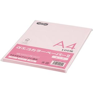 (まとめ) TANOSEE αエコカラーペーパーII A4 ピンク 少枚数パック 1冊（100枚）  【×30セット】