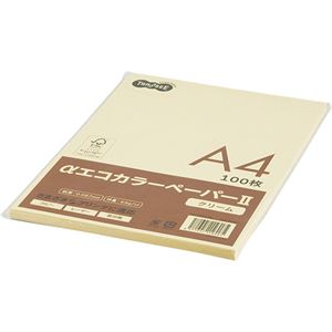 (まとめ) TANOSEE αエコカラーペーパーII A4 クリーム 少枚数パック 1冊（100枚）  【×30セット】