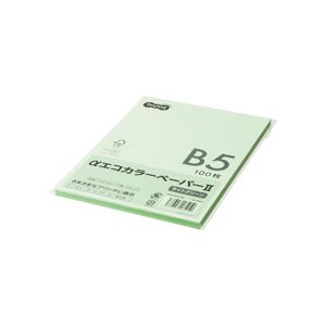 (まとめ) TANOSEE αエコカラーペーパーII B5 ライトグリーン 少枚数パック 1冊（100枚）  【×30セット】