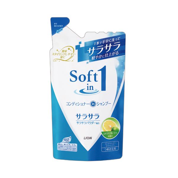 (まとめ) ライオン ソフトインワン コンディショナーインシャンプー サラサラ つめかえ用 380ml 1個  【×30セット】