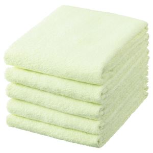 (まとめ) TANOSEE フェイスタオル グリーン 1パック（5枚）  【×30セット】