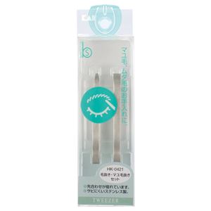 (まとめ) 貝印 Bs毛抜き・マユ毛抜きセット Hk0421 1セット（2本）  【×30セット】