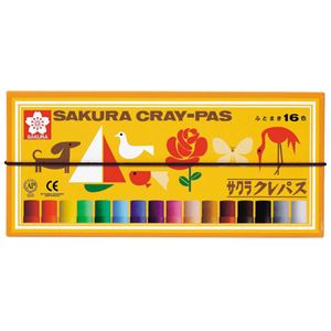 (まとめ) サクラクレパス クレパス太巻 16色（各色1本） バンド付き LP16R 1箱  【×30セット】