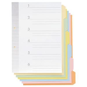 (まとめ) TANOSEE 見出しカード A4タテ 2穴 6色6山+扉紙 1パック（10組）  【×30セット】