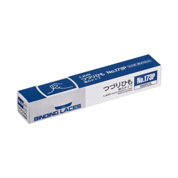 (まとめ) ライオン事務器 つづりひも 450mm セル先 スフ糸・PP糸32本織 No.173P 1パック(100本)  【×30セット】