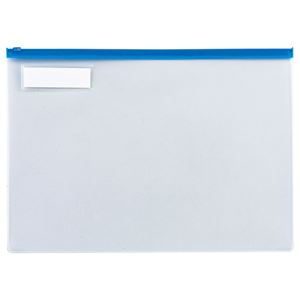 (まとめ) TANOSEE クリヤーケース（クリアケース） B4ヨコ 青 1枚  【×30セット】