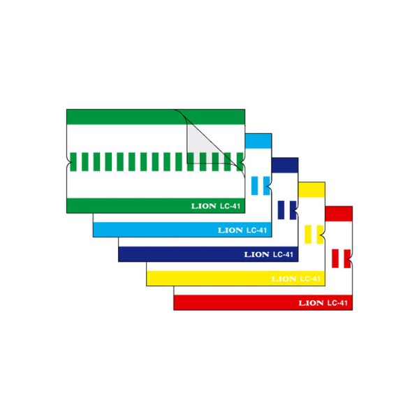 (まとめ) ライオン事務器 見出しラベル透明保護フィルム付 A4タテ 5色5山用 30片(各色6片) LC-42 1冊  【×30セット】