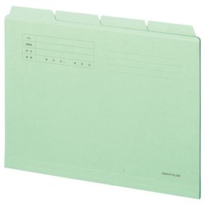 (まとめ) TANOSEE カットフォルダー4山 A4 グリーン 1組（4冊）  【×30セット】
