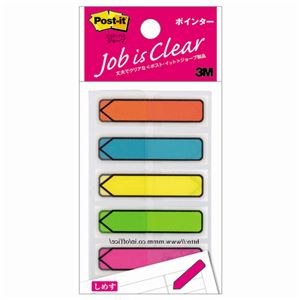 (まとめ) 3M ポストイット ジョーブ ポインター 44×12mm 5色 684NE 1パック（5冊）  【×30セット】