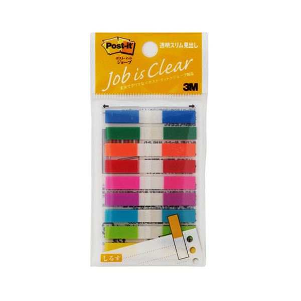 (まとめ) 3M ポストイット ジョーブ 透明スリム見出し 44×6mm 9色 680MSH 1パック（9冊）  【×30セット】