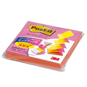 (まとめ) 3M ポストイット ポップアップノート 詰替用 75×75mm ツインカラー（ローズ／ビビットイエロー） 654POP-RVY 1冊  【×30セット】