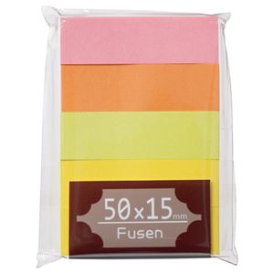 (まとめ) TANOSEE ふせん 50×15mm ブライトアソート 1パック（5冊）  【×30セット】