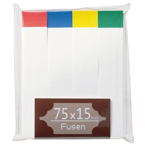 (まとめ) TANOSEE ふせん 75×15mm ホワイト（4色帯入） 1パック（4冊）  【×30セット】