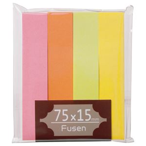 (まとめ) TANOSEE ふせん 75×15mm ブライトアソート 1パック（4冊）  【×30セット】