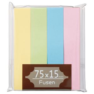 (まとめ) TANOSEE ふせん 75×15mm パステルアソート 1パック（4冊）  【×30セット】