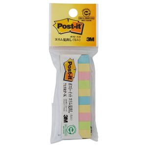 (まとめ) 3M ポストイット スリム見出しミニ 再生紙スタンダードカラー 25×7.5mm 混色 715RP-K 1パック（10冊）  【×30セット】