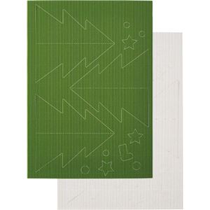 (まとめ) ヒサゴ リップルボード 薄口 型抜きクリスマスツリー 緑・白 RBUT2 1パック  【×30セット】 - 拡大画像