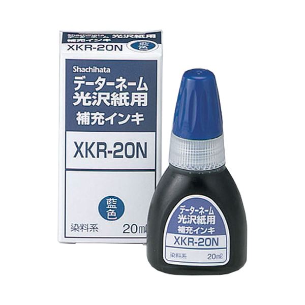 (まとめ) シヤチハタ Xスタンパー 光沢紙用 補充インキ 染料系 20ml 藍色 XKR-20N 1個  【×30セット】