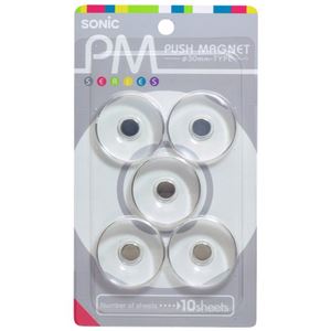 (まとめ) ソニック PM プッシュマグネット 直径30×高さ6.5mm 透明 MG-793-T 1箱(5個)  【×30セット】