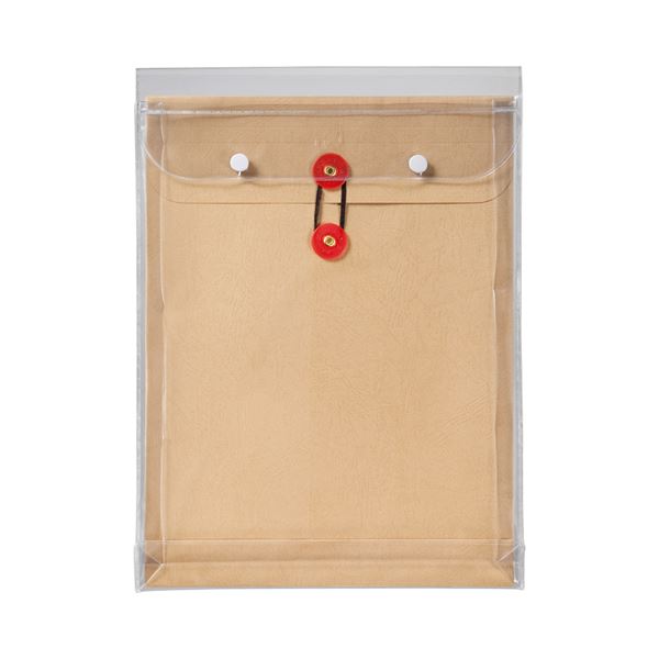 (まとめ) ピース マチヒモ付ビニール保存袋 レザック 角2 184g/m2 茶 912 1枚  【×30セット】