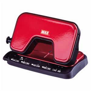 (まとめ) マックス 中空刃 軽あけパンチ スクーバ 15枚穿孔 レッド DP-15T/R 1台  【×30セット】