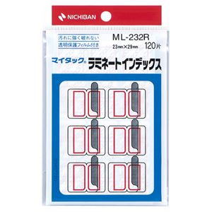 (まとめ) ニチバン マイタック ラミネートインデックス 保護フィルム付 中 23×29mm 赤枠 ML-232R 1パック(120片：12片×10シート)  【×50セット】