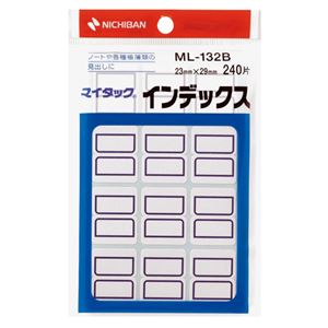 (まとめ) ニチバン マイタック インデックス 紙ラベル 中 23×29mm 青枠 ML-132B 1パック(240片：12片×20シート)  【×50セット】